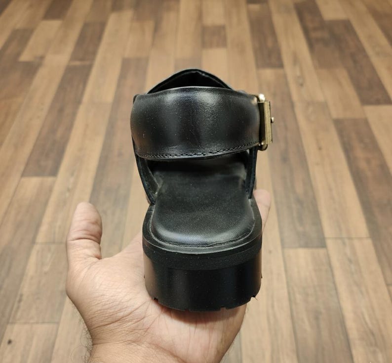 Woven Leather Slingback Clogs - Black Leather Mules, Men's Summer Shoes image 7