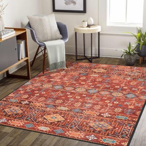 Kelim-Stil Teppich, Teppich im Antik-Look, dekorativer waschbarer, rutschfester Teppich in Kostümgröße, türkischer beunruhigter großer Teppich, Teppich für Wohnzimmer