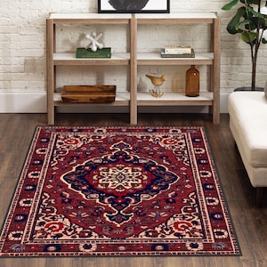 Madellion Teppich, Teppich im Antik-Look, Dekorativer Waschbarer rutschfester Teppich, Türkischer Teppich 200x300, Teppich für Wohnzimmer Schlafzimmer