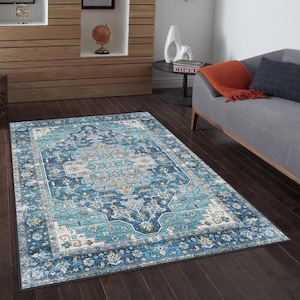 Teppich im traditionellen Stil, Teppich im Antik-Look, dekorativer waschbarer, rutschfester Teppich in Kostümgröße, türkischer, großer Teppich für Wohnzimmer