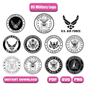US Military Logo SVG Bundle,  Air Force, Laser Ready, Army Svg, Navy Svg, Coast Guard Svg, Vector, Digital Download, Space Force SVG,Cricut