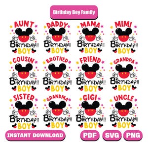 Verjaardag jongen familie Svg bundel, Birthday Squad svg, muis Happy Birthday Svg, Making Memories Svg, Magical Kingdom svg, bestanden voor Cricut svg