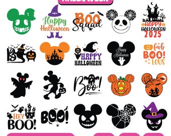 Halloween Mouse And Friends Svg Bundle, Spooky Vibes Svg, Trick Or Treat Svg, Halloween Family Trip Svg, digital download