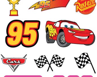 Cars PNG, Cars Clipart, Cars SVG, Planes and Cars Birthday Bundle, Instant Download, Instant Download Lightning Mcqueen Mater, Chrome Letter
