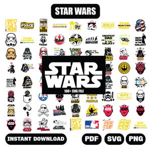 Pacchetto di file SVG di Star Wars, oltre 100 file SVG di Star Wars, file SVG di Star Wars, Mandaloriano, file SVG per Cricut, file SVG di Darth Vader, file SVG a strati, download istantaneo