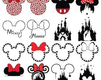 Testa di topo in formato SVG, Castello in formato SVG, Clipart, SVG a strati, Testa di topo in formato SVG, File SVG Cricut, Minnie e Topolino in formato SVG, Orecchie di topo in formato SVG