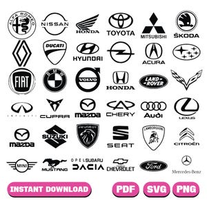 Autologomerken voor lasergesneden, automerken SVG, autologo SVG, automerklogo voor lasergesneden, autologoplaat, autologo vector, auto Cricut SVG