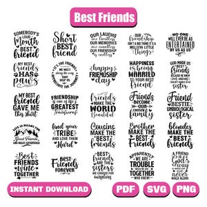 Lot de 2025 meilleurs amis Svg, Svg jour de l'amitié, citations amitié, amis Svg, Svg amitié féminine, Besties Svg, téléchargement immédiat svg