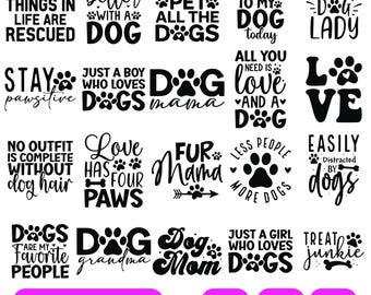 犬好きの名言 SVG バンドル、犬の名言 SVG バンドル、犬好きの SVG、犬のママの SVG、面白い犬の SVG、犬への愛、クリカットのシルエット SVG