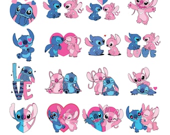 Stitch & Angel SVG, stitch love svg, angel svg, stitch angel svg, stitch svg, Stitch Angel Heart svg, Arquivos Digitais para Download
