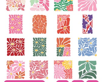 Abstrakcyjny kwiat svg i png pakiet, duński kwiat svg, retro kwiat svg, boho kwiat svg, kwiatowy png, boho kwiatowy png svg, groovy kwiat svg