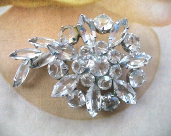 Broche vintage en cristal avec strass et dos ouvert p