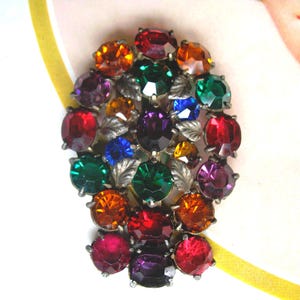 Vintage Strass Art Deco Kleiderclip ~ Multi Color