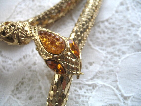 Vintage Whiting & Davis Goldtone Snake Belt / Nec