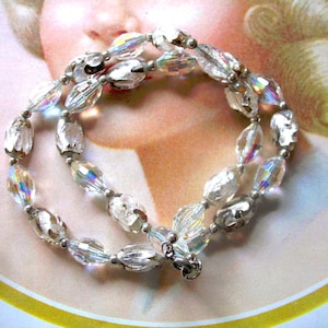 Vintage Foil & AB Crystal Bead Choker Necklace
