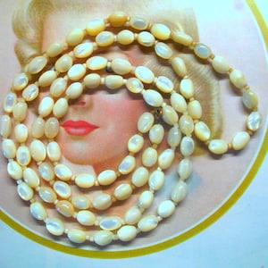 Vintage Mother of Pearl Beaded Necklace ~ Balamuti ~ 48&quot;