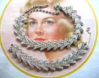 Vintage Sarah Coventry Rhinestone Necklace & Bracelet Set