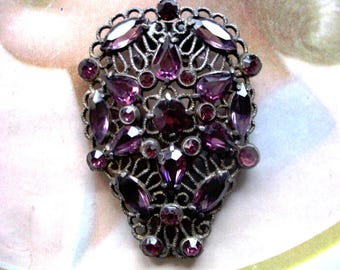 Pinza para vestido vintage de amatista con diamantes de imitación ~ Cristal morado