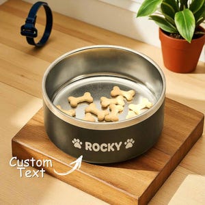 Comedero personalizado para mascotas con nombre – Comedero personalizado para perros o gatos – Tamaños pequeño y grande – Regalo único para mascotas, amantes de los perros y dueños de gatos