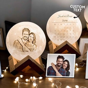 Custom Moon Lamp | Personalized 3D Printed Night Light | Table Lamp for Bedroom Decor | Wedding | Anniversary | Father&#39;s Day | Gift for Her