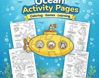 Ocean Activity Pages | Educational Coloring & Learning Worksheets | Printable PDF | Homeschool