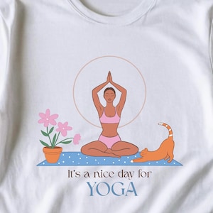 Yoga T-shirt Digital, Funny Cat doing Yoga, Cute Sublimation PNG, Zen Kitty Clipart, Digital Download