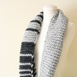 Black and Grey Chunky Fibonacci Infinity scarf 2nd version Made to Order image 6