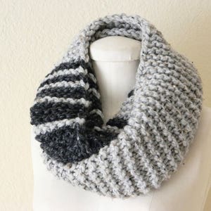 Black and Grey Chunky Fibonacci Infinity scarf 2nd version Made to Order image 5