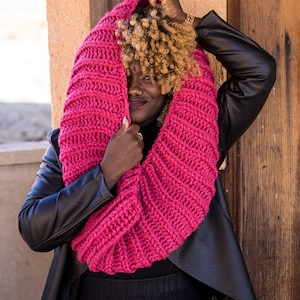 Pink Handknit Chunky Infinity Scarf MADE TO ORDER image 1