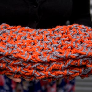 Orange and Grey Children&#39;s Chunky Scarf with fringe, Ready to ship