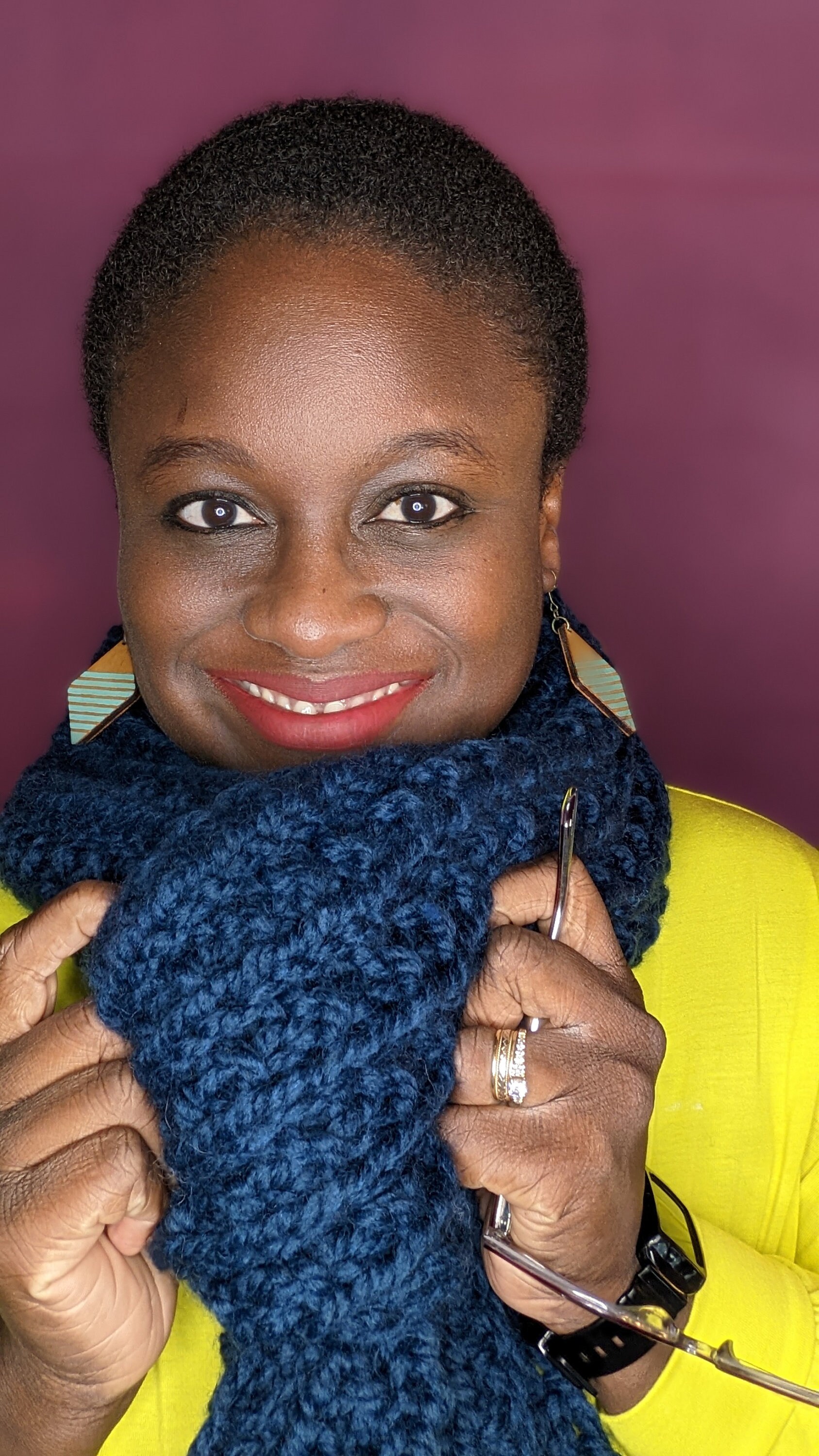 Blue Chunky Hand Knit Scarf for Gifts, MADE TO ORDER, Long Textured ...