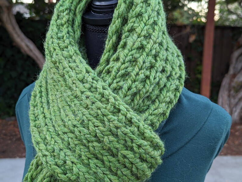 Grassy Green Hand Knit Scarf, Bright green winter scarf for women, Men's handknit scarf, MADE TO ORDER Large (10x84IN)
