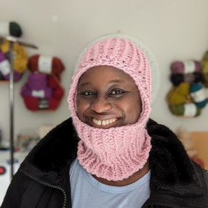 Handknit Beanie Balaclava, pink Handmade Hat and neckwarmer combo Set, Lavender hat Gift for Her READY TO SHIP image 1