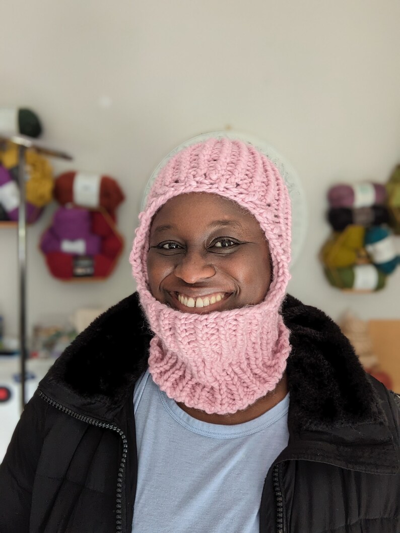 Handknit Beanie Balaclava, pink Handmade Hat and neckwarmer combo Set, Lavender hat Gift for Her READY TO SHIP Blossom Pink