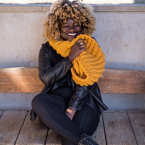 Mustard Yellow Chunky Circle Infinity Scarf, MADE TO ORDER image 6