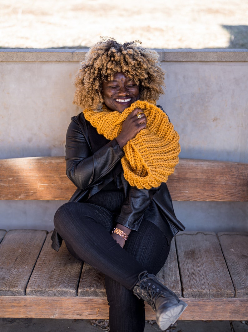 Mustard Yellow Chunky Circle Infinity Scarf, MADE TO ORDER image 6