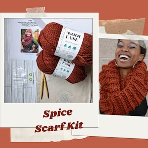KNITTING KIT - Infinity Scarf Knitting Kit, Women&#39;s scarf Knit Pattern and kit, Men&#39;s Infinity Scarf kit, Beginner/Intermediate