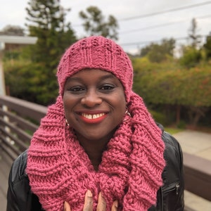 Pink Handknit Chunky Infinity Scarf MADE TO ORDER image 10