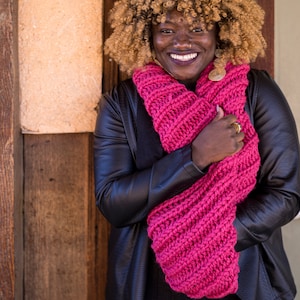 Pink Handknit Chunky Infinity Scarf MADE TO ORDER image 4