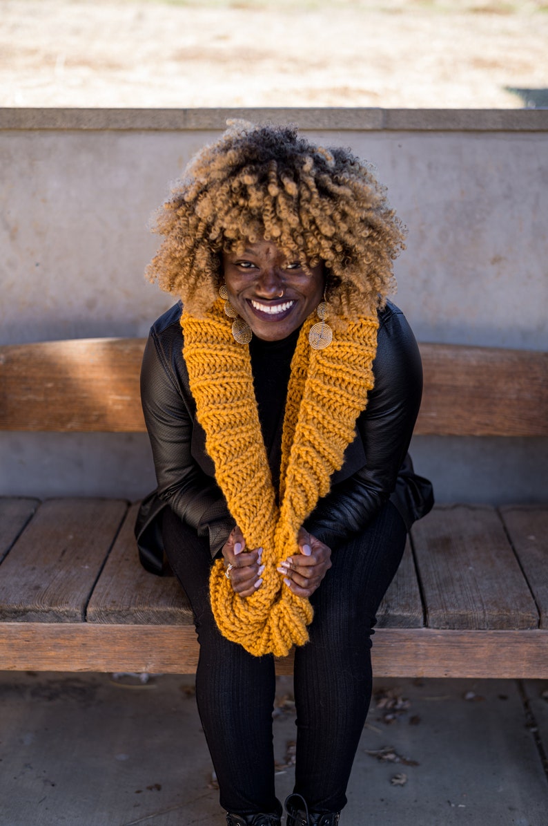Mustard Yellow Chunky Circle Infinity Scarf, MADE TO ORDER image 5