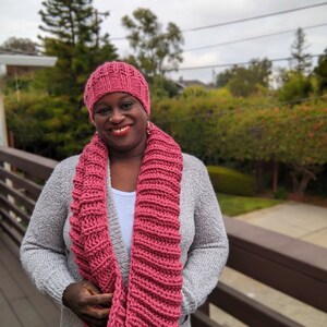 Pink Handknit Chunky Infinity Scarf MADE TO ORDER image 8