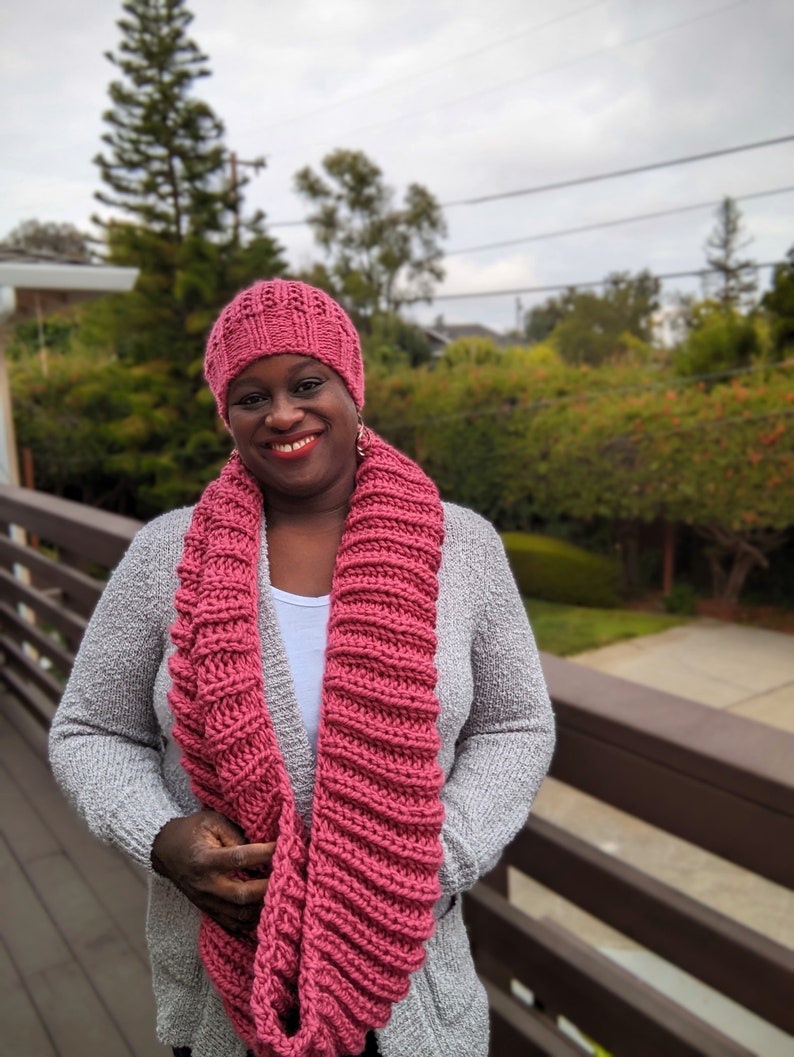 Pink Handknit Chunky Infinity Scarf MADE TO ORDER image 8