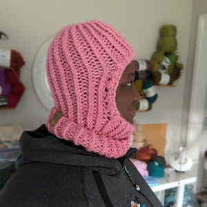 Handknit Beanie Balaclava, pink Handmade Hat and neckwarmer combo Set, Lavender hat Gift for Her READY TO SHIP image 8