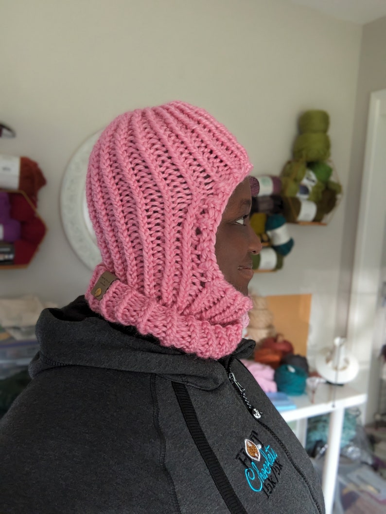 Handknit Beanie Balaclava, pink Handmade Hat and neckwarmer combo Set, Lavender hat Gift for Her READY TO SHIP image 8