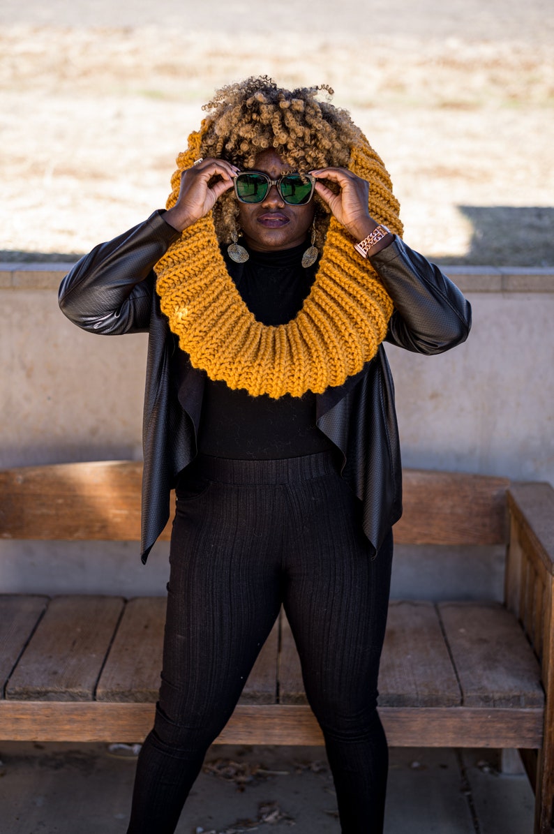 Mustard Yellow Chunky Circle Infinity Scarf, MADE TO ORDER image 4