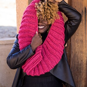 Pink Handknit Chunky Infinity Scarf MADE TO ORDER image 6