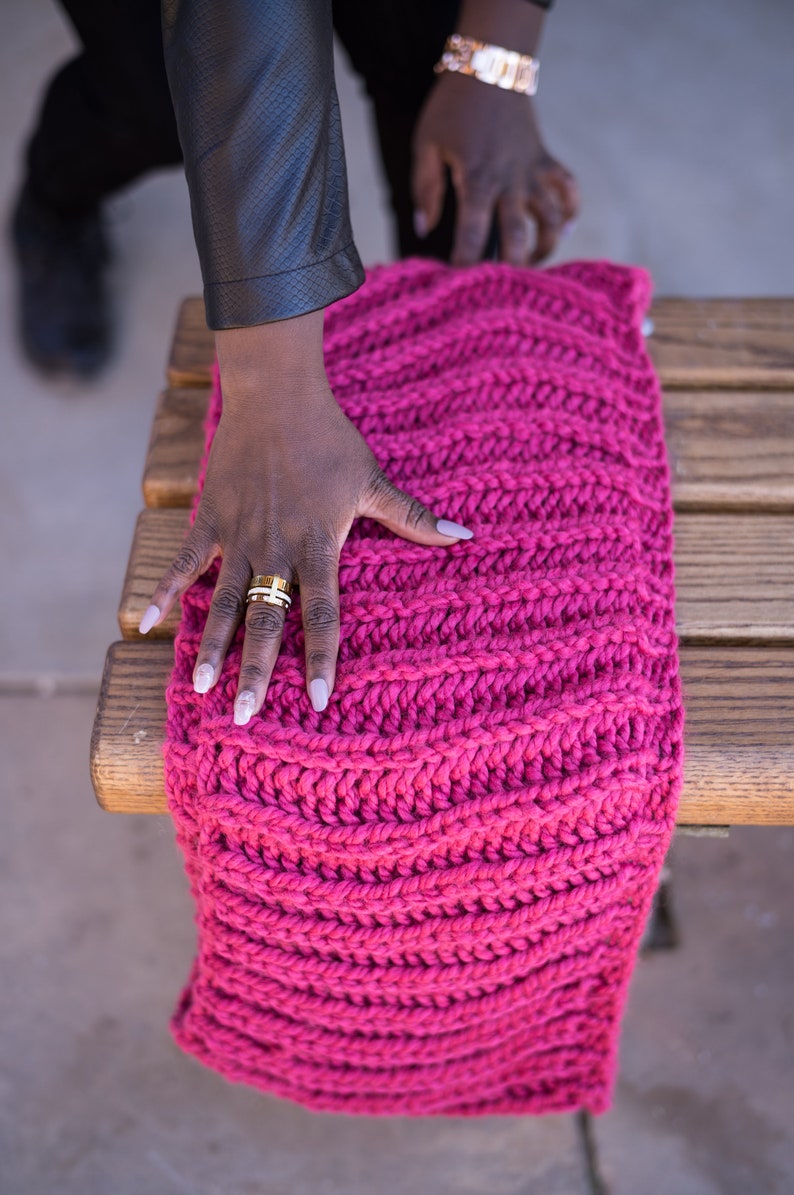 Pink Handknit Chunky Infinity Scarf MADE TO ORDER image 3