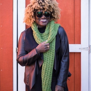 Grassy Green Hand Knit Scarf, Bright green winter scarf for women, Men's handknit scarf, MADE TO ORDER image 2