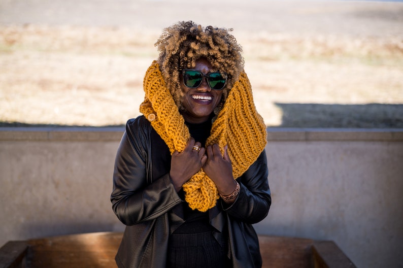 Mustard Yellow Chunky Circle Infinity Scarf, MADE TO ORDER image 2