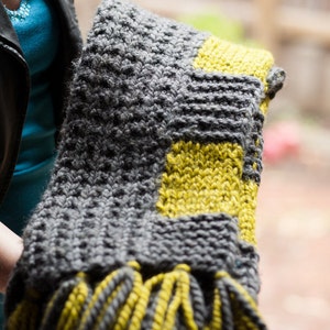 KNITTING PATTERN -  Scarf and Cowl Set colorblock scarf knitting pattern, chunky knit scarf pattern, two color scarf knitting pattern